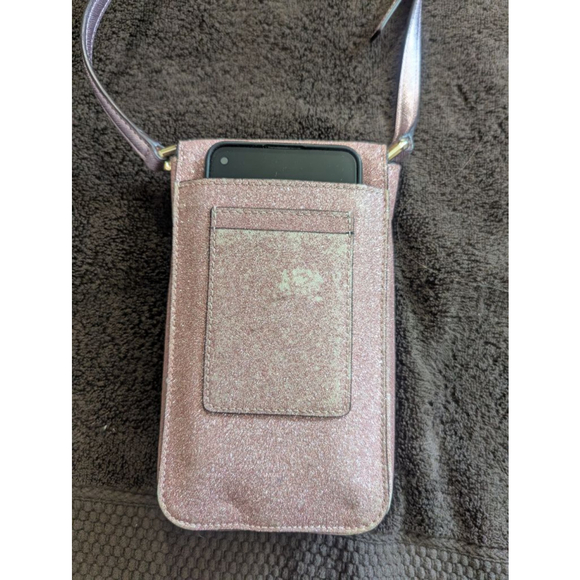 Kate Spade Lola North South Flap Phone Crossbody Bag Pink Glitter - Picture 16 of 16